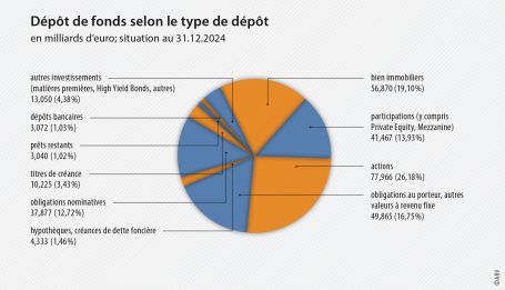 Dépôt de fonds selon le type de dépôt - (en millions d’Euro – situation au 31.12.2024)